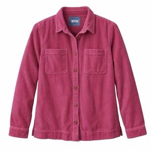LL Bean Berry Pink‎ Comfort Corduroy Relaxed Button Shirt Pockets Size XL